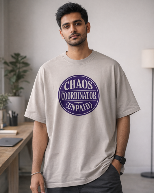 Indian male model wearing oversized 240 GSM cotton streetwear t shirt relaxed fit India
