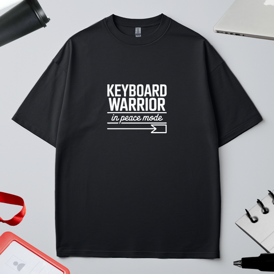 Unisex Oversized Classic T-Shirt - "KEYBOARD WARRIOR in peace mode"