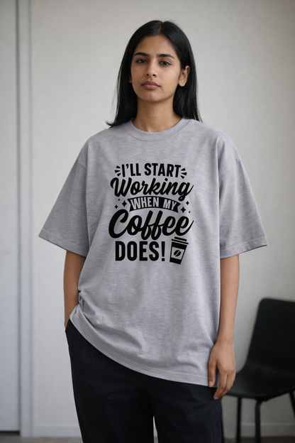 
Indian female model wearing unisex oversized streetwear t shirt premium cotton India
